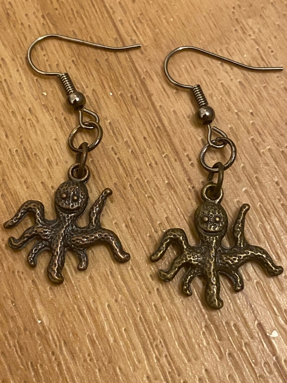 Octopus Dangle Earrings in Antique Bronze